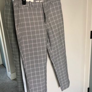 Mid rise stretchy plaid work pants